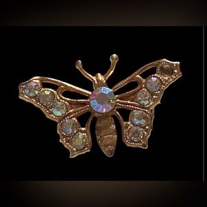 Costume Butterfly Rhinestone Pin #7600